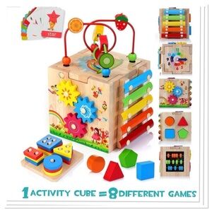 Wooden Activity Cube For Kids 18+Months Learning Toy